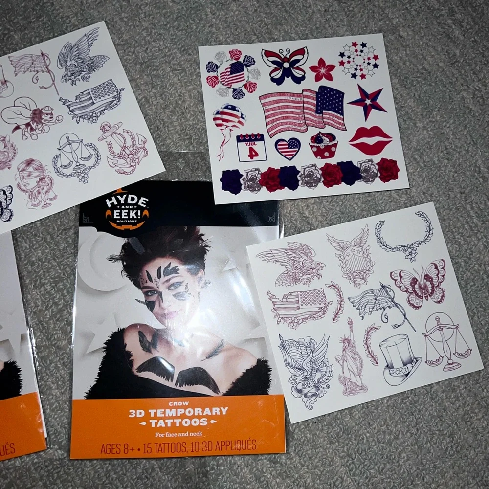 Temporary tattoo bundle; minimalist looks & Fourth of July